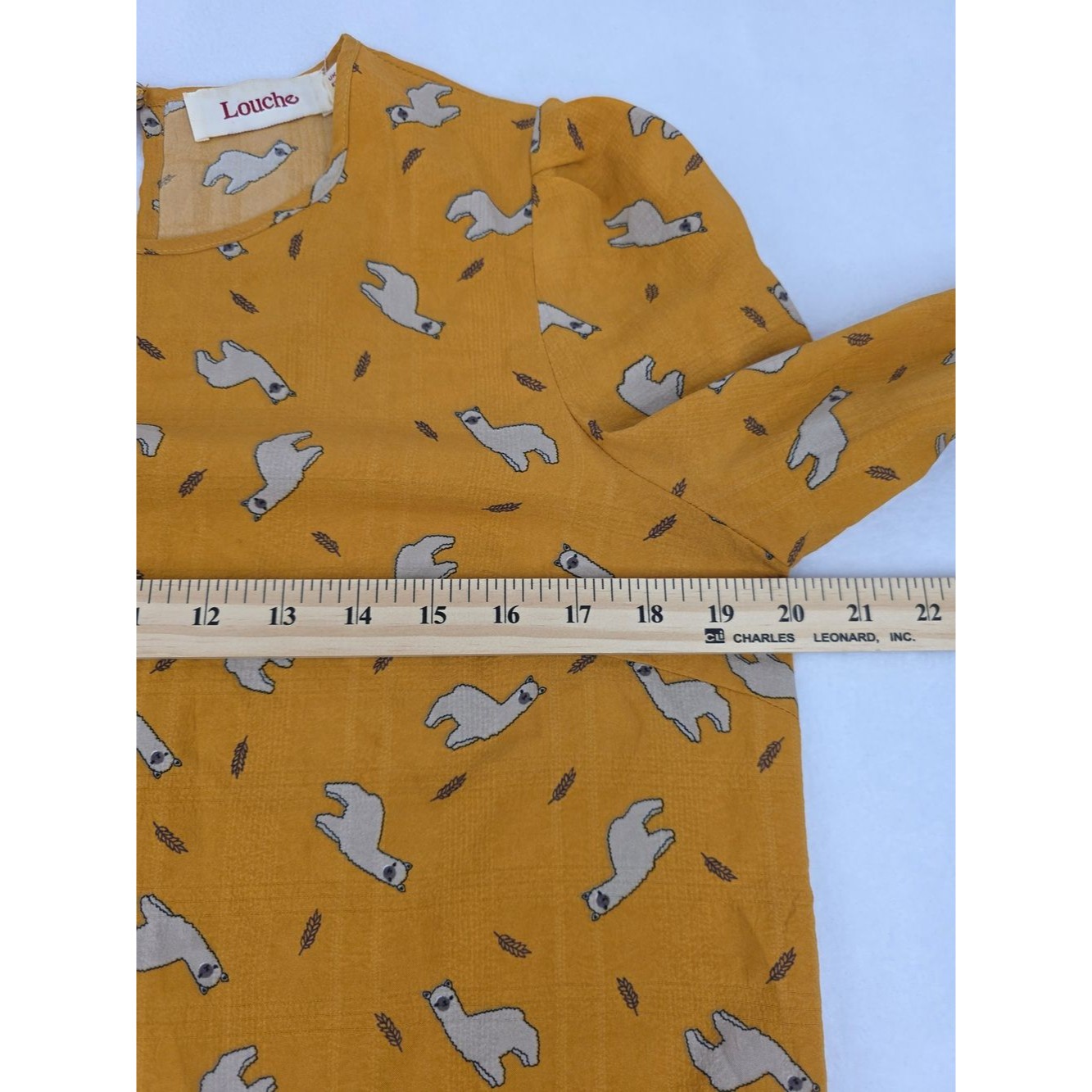 Anthropologie Size 6 Yellow Llama Print Blouse 3544-Ap — image 7 of 8